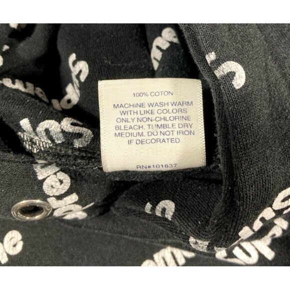Supreme All Over Print Logo Hoodie Pullover Sweatshirt Youth Large Black Fair - Picture 10 of 12